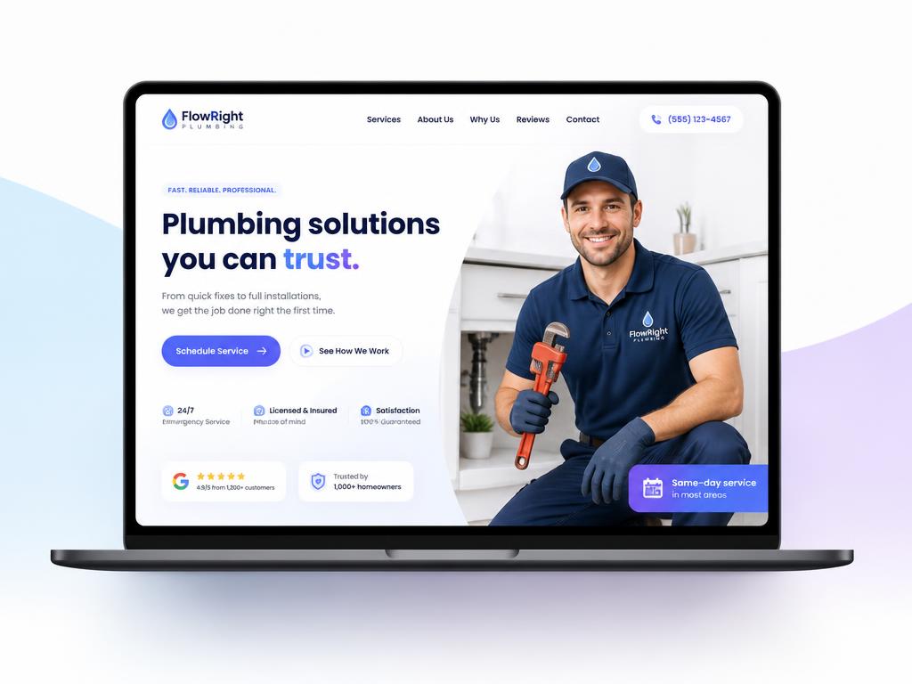 FlowRight Plumbing website concept